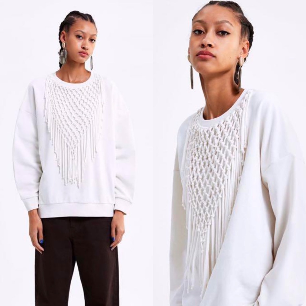 Zara Fringe Sweatshirt - Picture 1 of 9